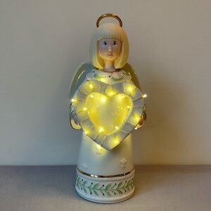 Lenox Merry & Light Lit Angel Figurine battery operated, 8"